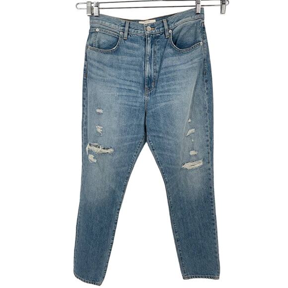 SlvrLake jeans straight button fly distressed light blue size 32 - Picture 1 of 4